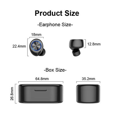 Auriculares de botón elegantes de Bluetooth de la prenda impermeable del tacto TW80 350mAh
