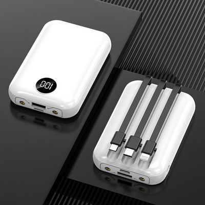 10000mAh el cargador inalámbrico portátil LCD exhibe el banco incorporado del poder del cable